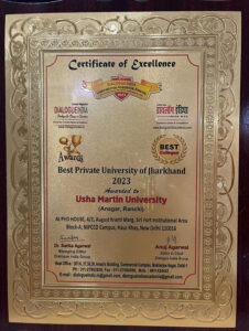 Best Private University of Jharkhand 2024 Certificate